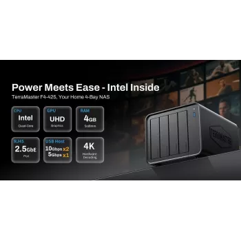 Network Attached Storage TERRAMASTER F4-425 NAS s Intel Celeron N5095 Quad-Core 2 GHz, 4 GB DDR4