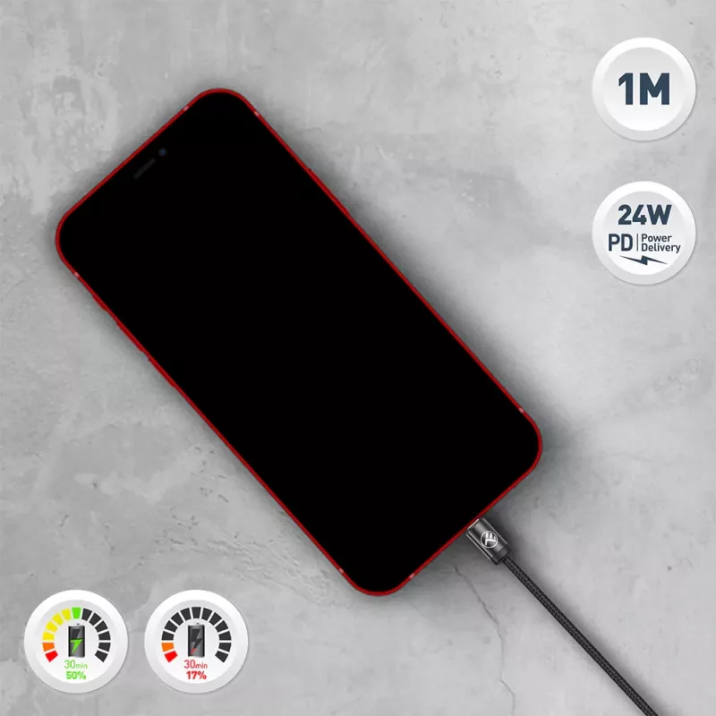 Kábel USB-C na Lightning Tellur TLL155781 – 1 m, 3 A