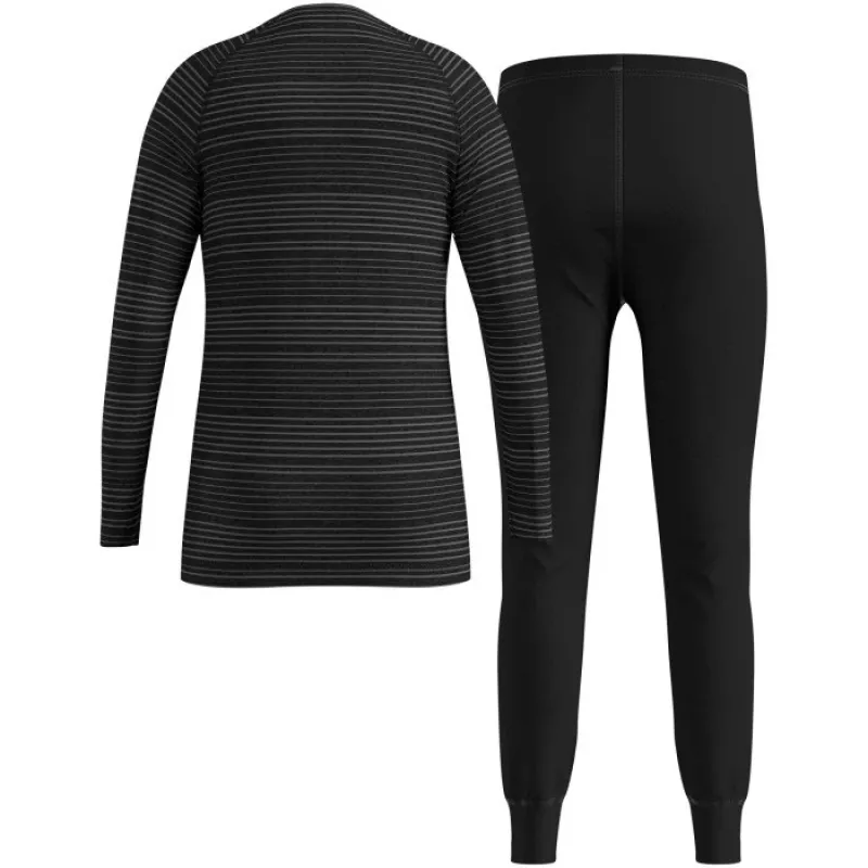 Odlo Set long ACTIVE WARM ECO SET detská spodná bielizeň, veľkosť 140 cm, čierna a sivá