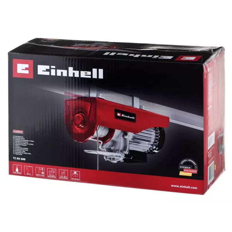Einhell TC-EH 600 2255150 elektrický lanový kladkostroj, 1050 W, 600 kg, 8 m/min, červený