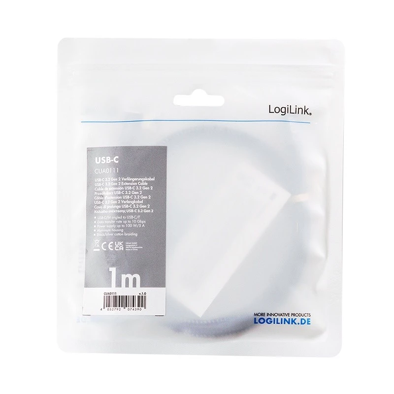 USB 3.2 Gen2 Type-C na USB-C konektor samica, PD, 1 m