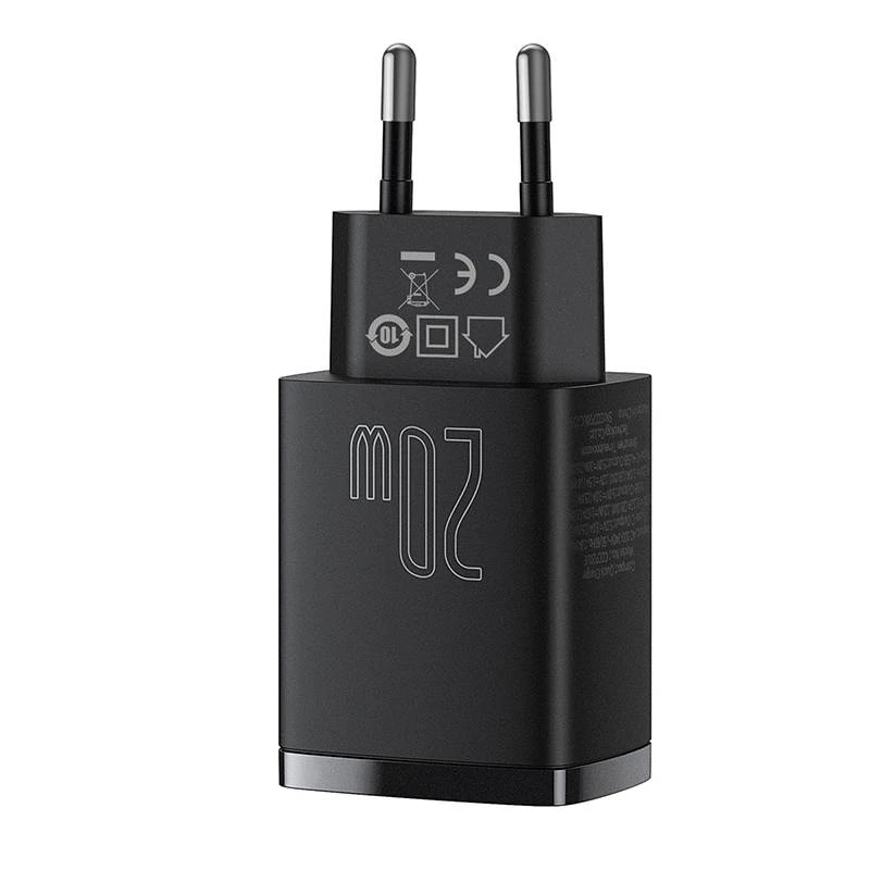Indoor USB rýchlonabíjačka Baseus CCXJ-B01 – 2 porty (USB-C PD 20W + USB-A QC3.0 18W), 100–240 V, čierna