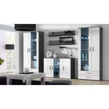 Cama komoda 120 cm SOHO S7 sivá/biela lesklá