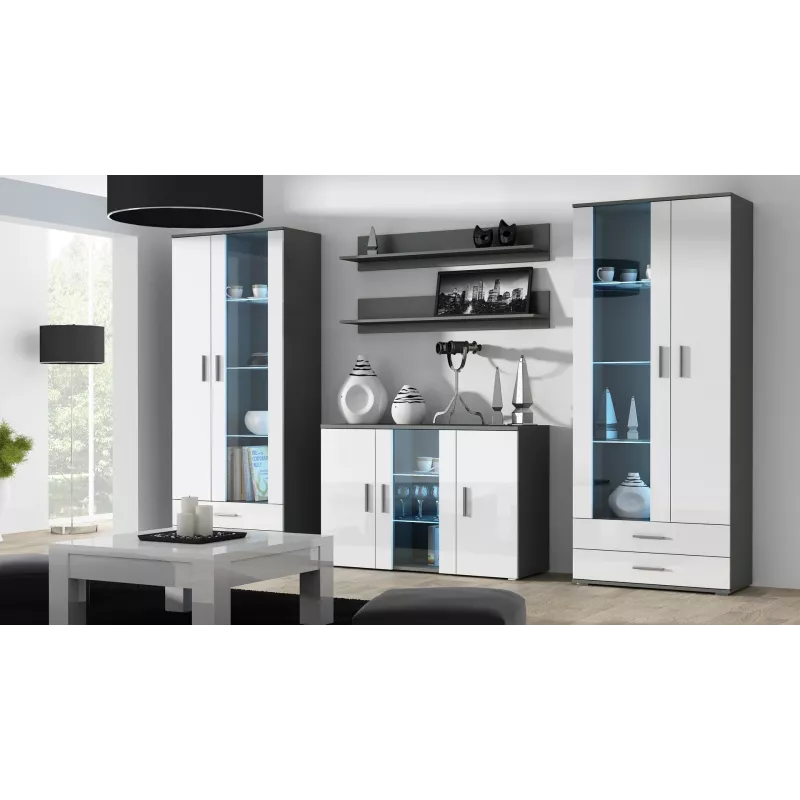 Cama komoda 120 cm SOHO S7 sivá/biela lesklá