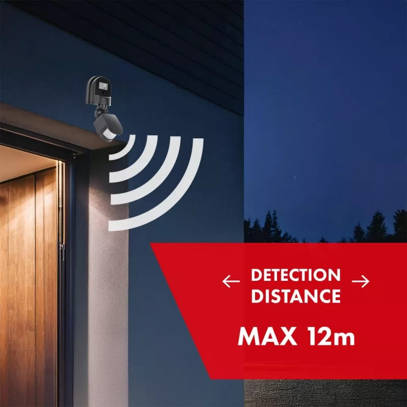Maclean MCE25 GR nástenný 180° pohybový a súmrakový senzor, max. 1200W, sivá