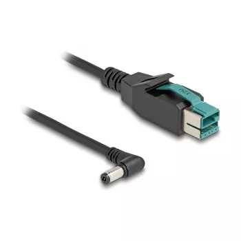 DeLOCK PoweredUSB kábel konektor samec 12 V na DC 5,5 x 2,1 mm konektor samec zahnutý 1 m