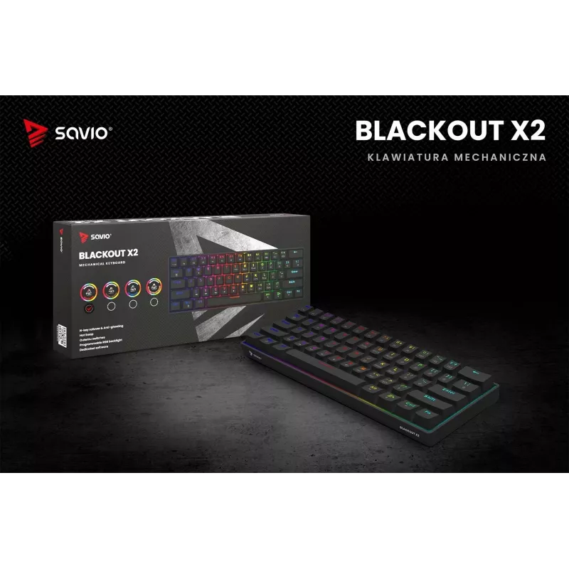 SAVIO BLACKOUT X2 mechanická klávesnica OUTEMU Red, Hot Swap