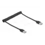 Špirálový kábel DeLOCK EASY-USB 2.0 Type-A konektor samec na Type-A konektor samec 0,5 m až 0,8 m čierny
