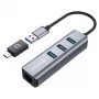 GRAUGEAR USB hub G-HUB31L-A — USB 3.2 Gen 1 Type-A host, 3x USB 3.2 Gen 1 Type-A porty + RJ-45, 5000 Mbit/s
