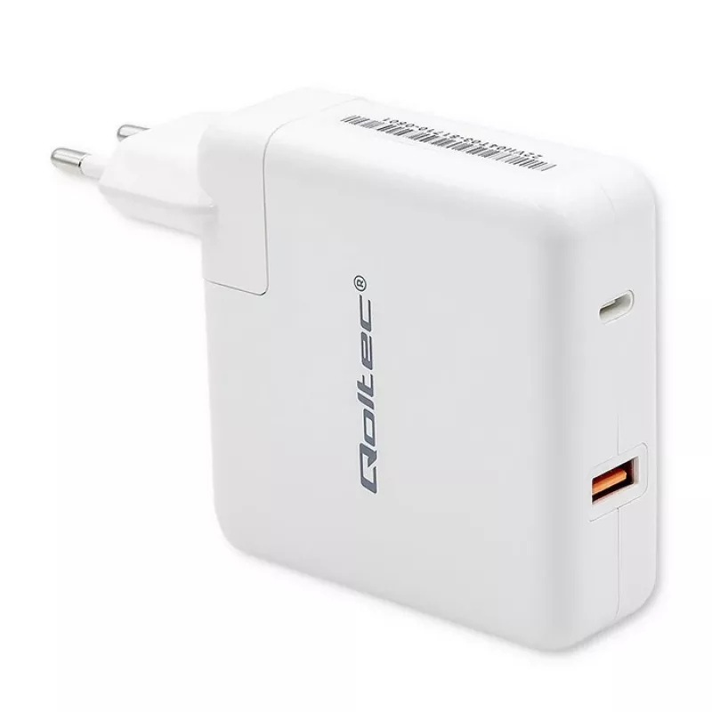 Qoltec GaN nabíjačka FAST 108W | 5-20V | 3-4.7A | USB C | biela