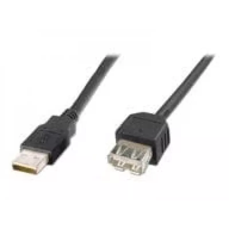 Digitus ASSMANN Basic - USB predlžovací kábel - USB Type-A, 4-pólový (M) - USB Type-A, 4-pólový (W) - 3 m (USB/USB 2.0) - Zaliaty - Čierna (AK-300200-030-S)