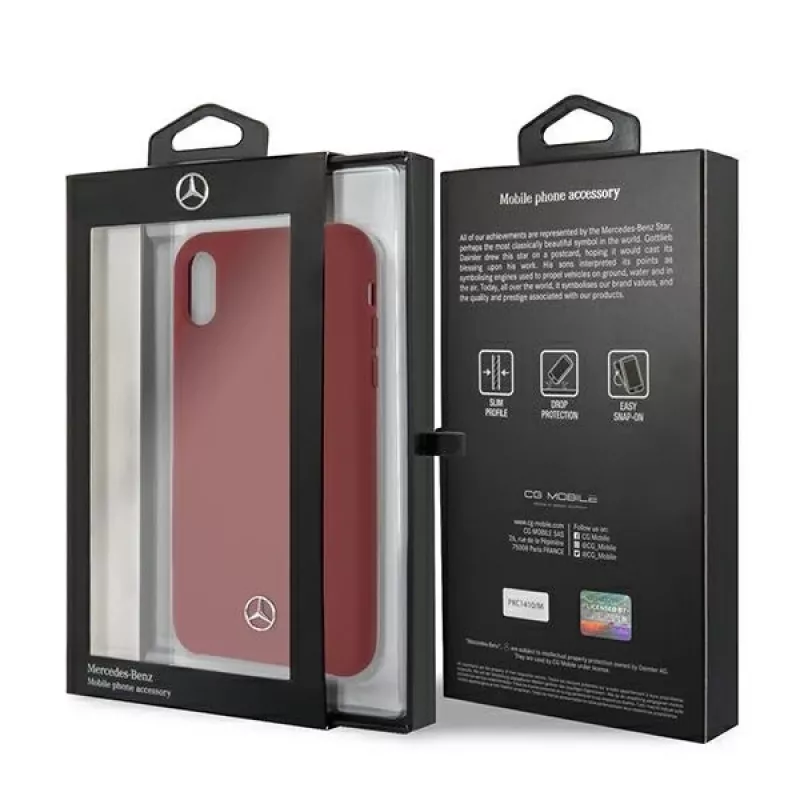 Mercedes-Benz tvrdý kryt silikónový pre Apple iPhone XR červený MEHCI61SILRE
