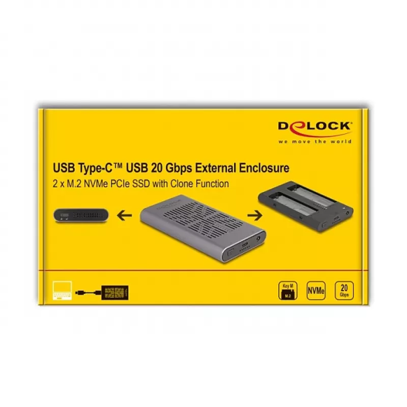 Puzdro na SSD DeLOCK 42027 sivé M.2 10 Gbit/s USB Type-C