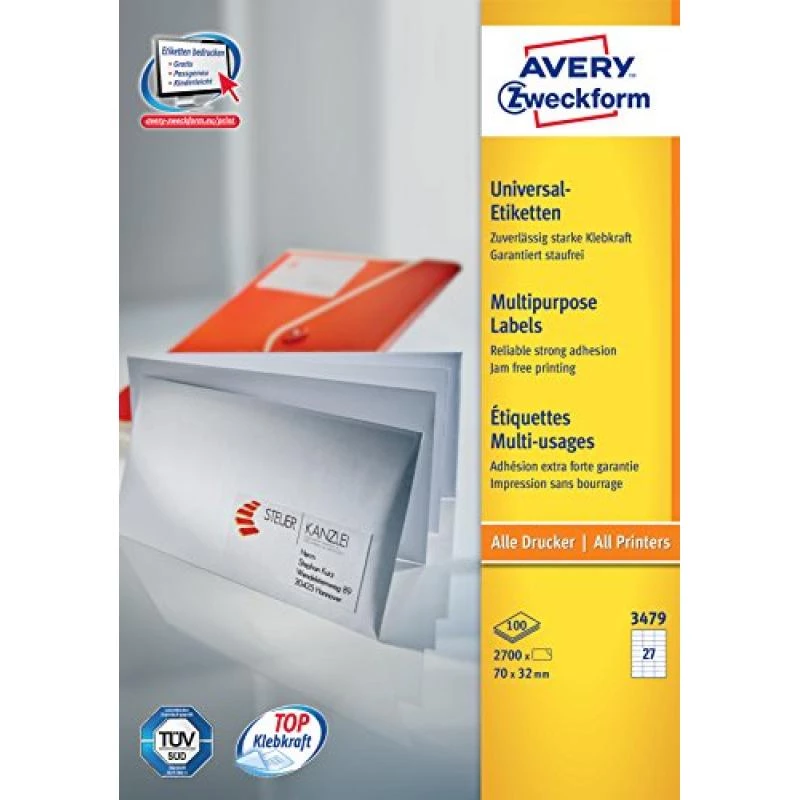 Avery-Zweckform 3479 Etikety biele papier 70x32mm permanentné lepidlo