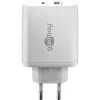 USB-C duálna rýchlonabíjačka, PD, GaN, 65 wattov (biela, 1x USB-C, 1x USB-A, Power Delivery)