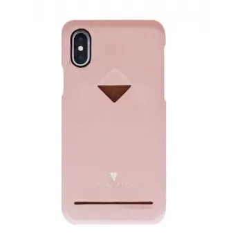 Zadný kryt s priehradkou na karty VixFox pre iPhone X/XS — ružové ochranné puzdro s priehradkou na karty