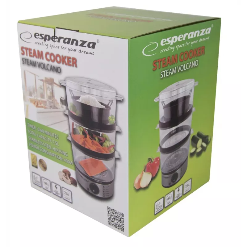 Esperanza Steam Volcano EKG009 parný hrniec, 3 košíky, 400 W