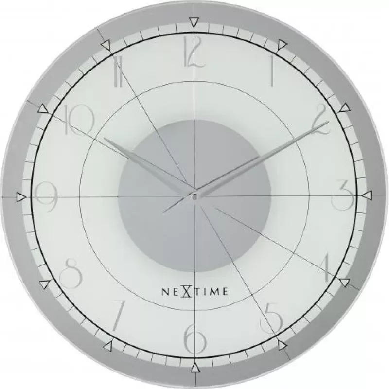 NeXtime hodiny 8125 Fancy Round, Ø43 cm, nástenné, biele/strieborné