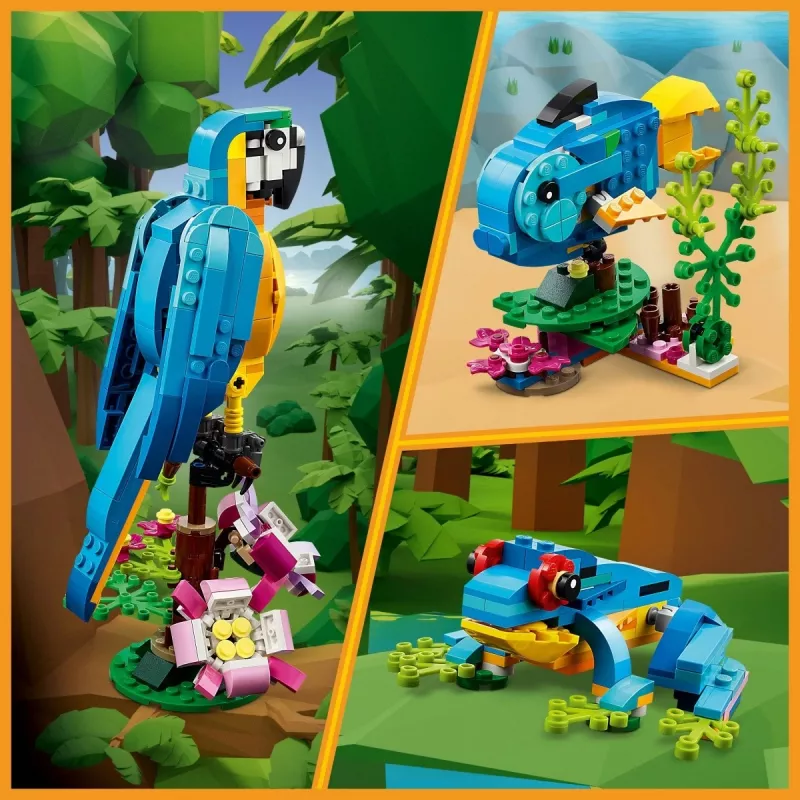 LEGO stavebnica Exotický papagáj 31136 — Creator display model, 253 dielov, 220×120×110 mm
