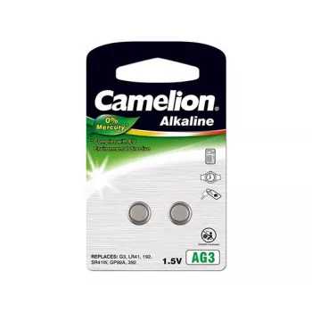 CAMELION AG3 / LR41 / LR736 / 392 Alkalická 1,5 V gombíková batéria – balenie 2 ks
