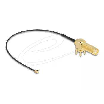 DeLOCK anténový kábel SMA 90° PCB konektor samica koaxiálny kábel 0,15 m I-PEX MHF1 čierny zlatý