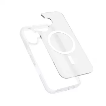 Crong Hybrid Matte Magnetic MagSafe puzdro pre iPhone 17 – priesvitná biela, PC+TPU