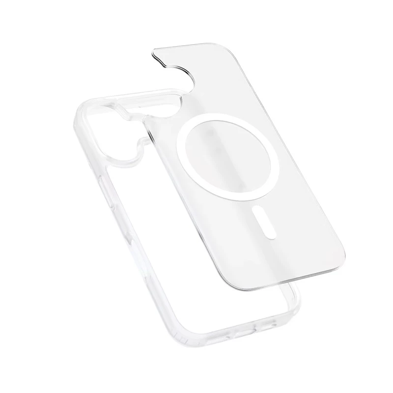 Crong Hybrid Matte Magnetic MagSafe puzdro pre iPhone 17 – priesvitná biela, PC+TPU