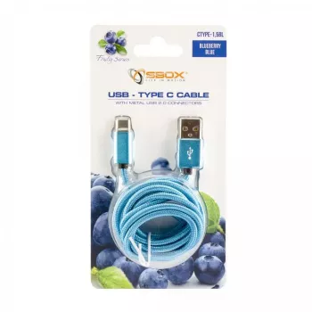 Sbox USB->Type C M/M 1,5m CTYPE-1.5BL modrá