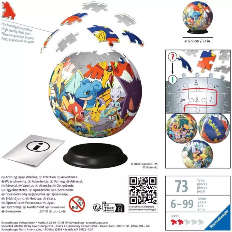 Ravensburger Pokémon 3D puzzle 72 ks kreslené