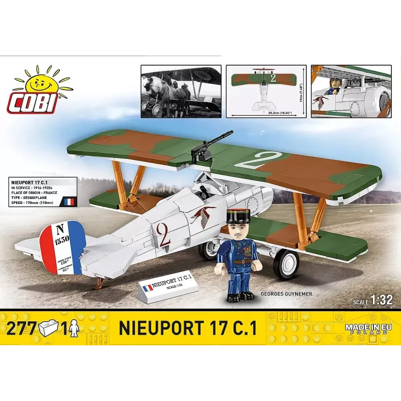 Stavebnica Cobi Blocks Nieuport 17 C.1 277 ks — model lietadla, zberateľská stavebnica