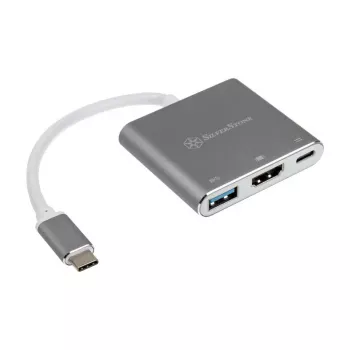 SilverStone SST-EP08C - USB 3.1 Type-C adaptér na HDMI/USB Type C/USB Type A - strieborný