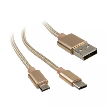 Akasa AK-CBUB42-12GL USB kábel 1,2 m USB 2.0 USB A USB C/Micro-USB B zlatý (AK-CBUB42-12GL)