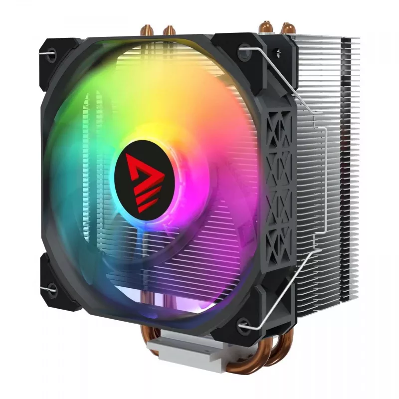 CPU vzduchový chladič SAVIO SAVGCOVORTEXX2ARGB s 4 heatpipes, 120-mm-ARGB ventilátor, čierny