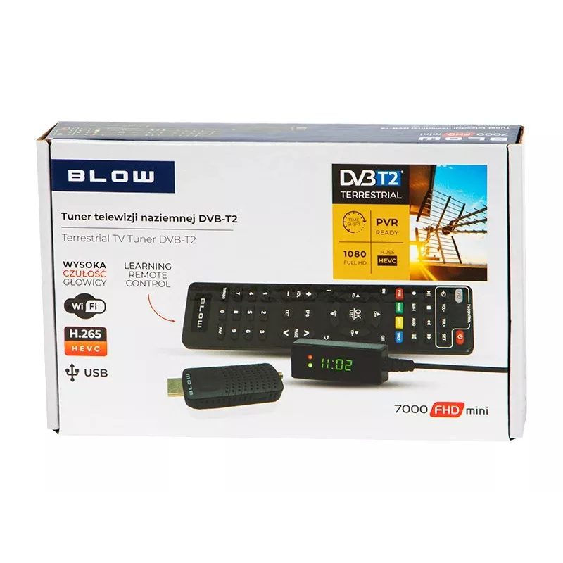 DVB-T2 tuner BLOW 7000FHD MINI H.265 – kompaktný terestriálny TV prijímač, HDMI, USB, S/PDIF, audio L/R, teletext