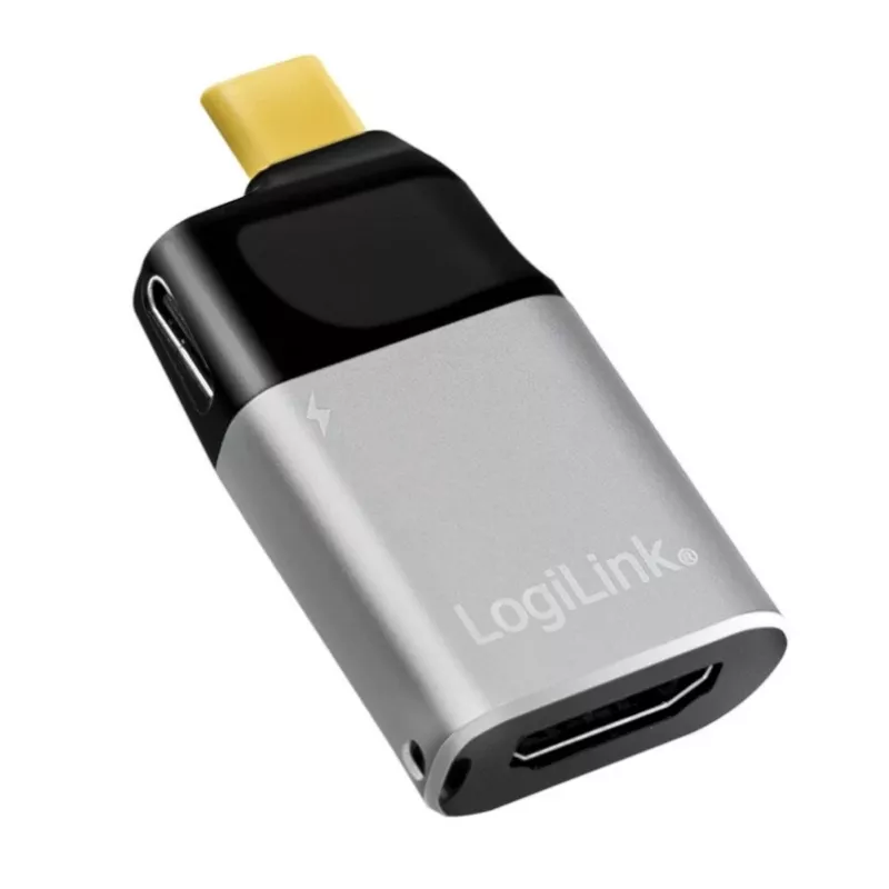 LogiLink USB 3.2 Gen2 Type-C adaptér C/M na HDMI-A USB-C 4K PD hliník čierny/sivý