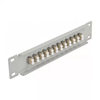 Optický patch panel DeLOCK 10 inch 12 portov LC Duplex béžová 1U sivá