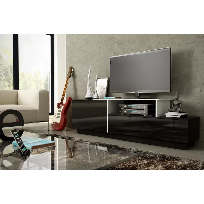 Cama TV skrinka SIGMA 3 180 čierna/čierna lesklá + biela