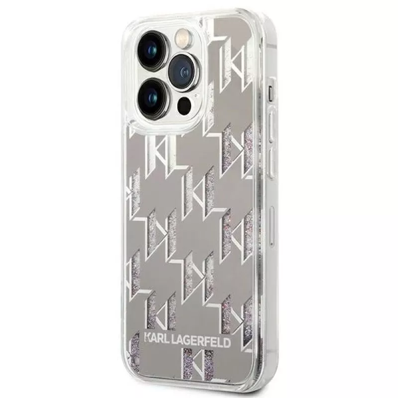 Karl Lagerfeld KLHCP14XLMNMS iPhone 14 Pro Max 6.7 hardcase strieborná / strieborná Liquid Glitter Monogram