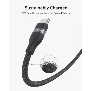 Kábel USB-C na USB-C Anker A82E2 — 0,9 m, USB C na USB C, čierny