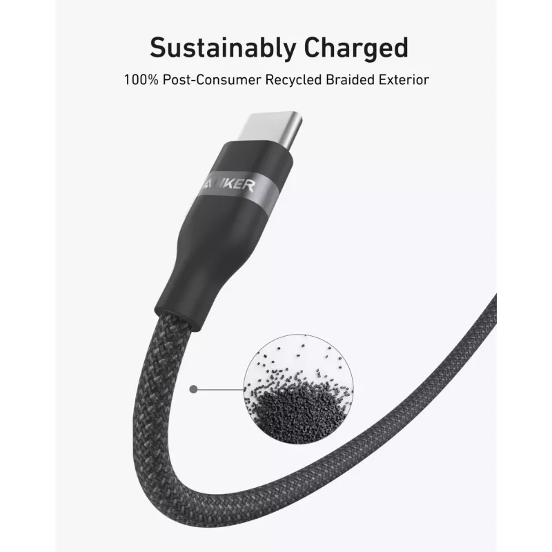 Kábel USB-C na USB-C Anker A82E2 — 0,9 m, USB C na USB C, čierny