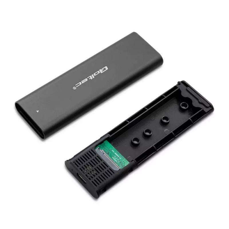 Qoltec 50312 puzdro na M.2 NVMe SSD, USB Type-C, čierne