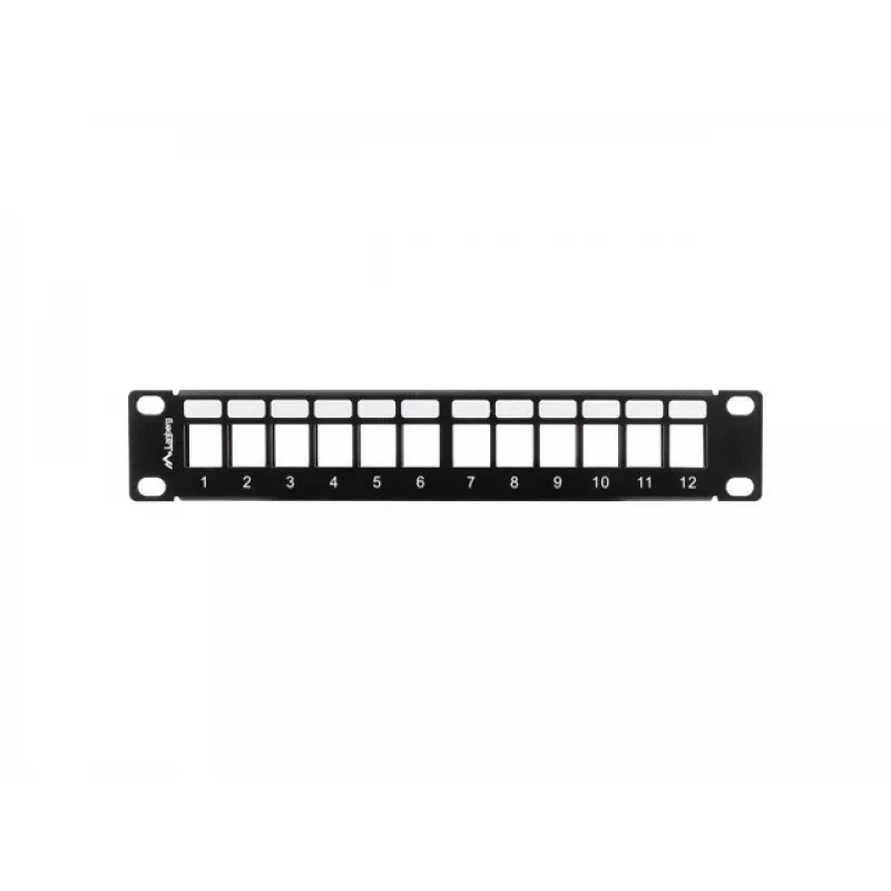 Lanberg PPKS-9112-B Prázdny prepojovací panel 12 portov 1U 10 palcov s organizérom Keystone, čierny