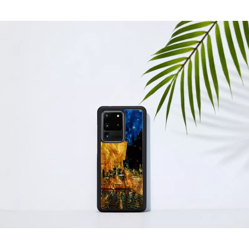 Puzdro na telefón iKins pre Samsung Galaxy S20 Ultra — čierne, model 'Cafe Terrace'