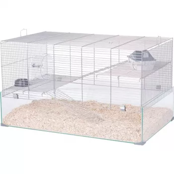 Klietka ZOLUX Neolife 80 (model 205664GRI) pre myši a potkany — 780×450×480 mm, plast, rozostup mreží 9 mm, vrátane misky, sivá