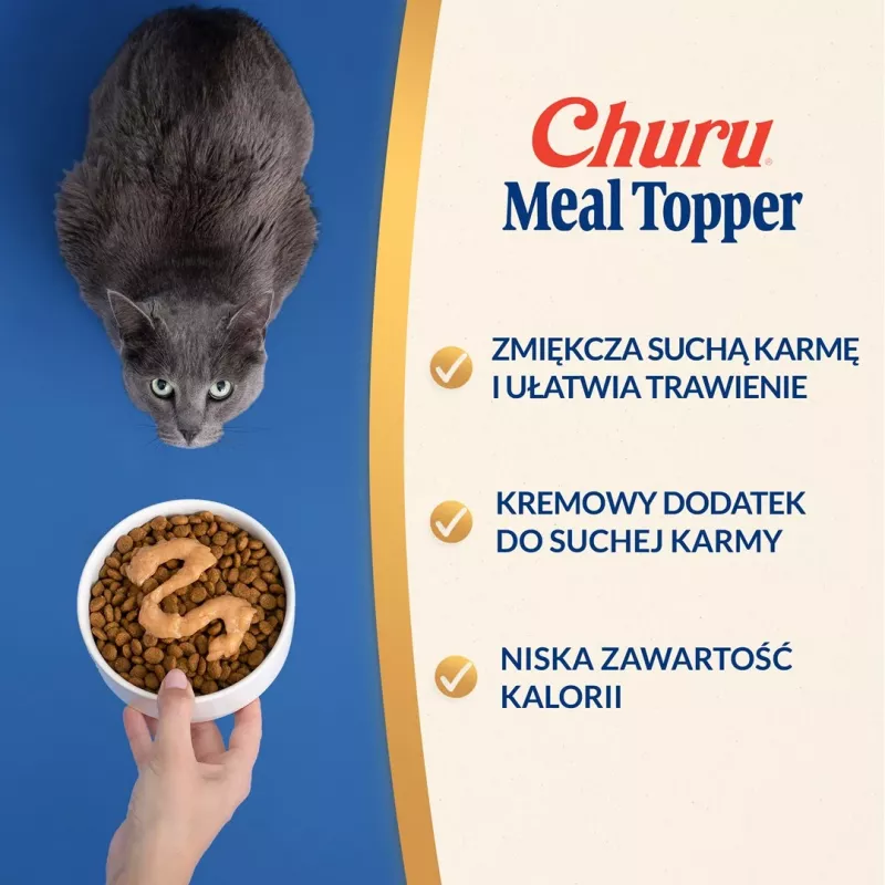Topper na mačacie krmivo INABA Churu Meal Topper tuniak s lososom, 4 x 14 g vrecká