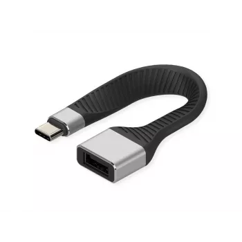 ROLINE USB 3.2 Gen 2 silikónový kábel, C-A, ST/BU, 10Gbit/s, Emark, čierny, 11 cm (11.02.9016)