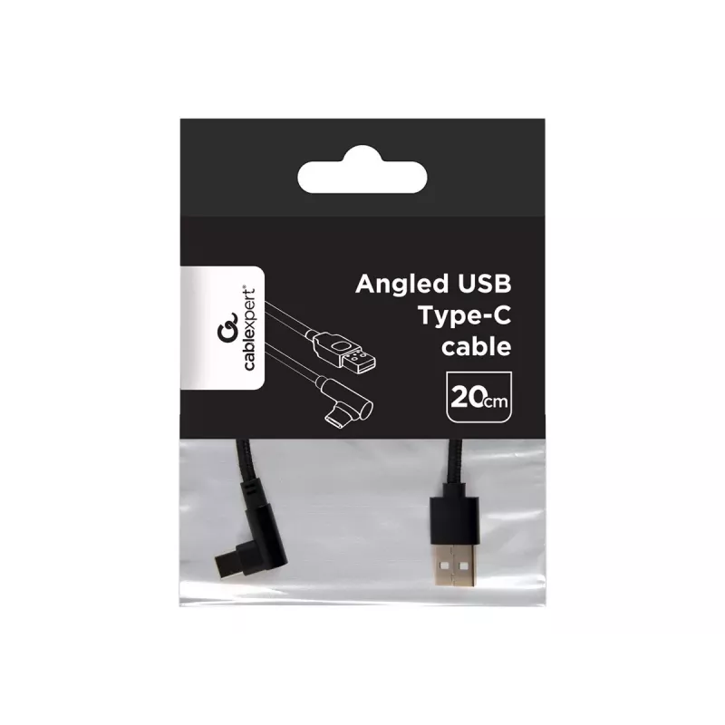 Kábel USB 2.0 na USB-C zahnutý / CC-USB2-AMCML-0,2M GEMBIRD