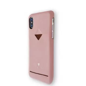 Zadný kryt s priehradkou na karty VixFox pre iPhone X/XS — ružové ochranné puzdro s priehradkou na karty