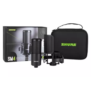 Shure SM4-K-KIT - Kondenzátorový mikrofón, externá polarizácia, rukoväť, protiveterný kryt, kufrík