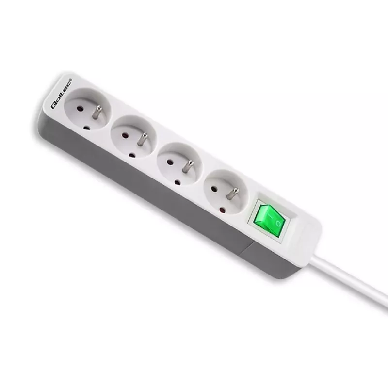 Predlžovací kábel Qoltec 50288 1,8 m 4 AC zásuvky interiér biely